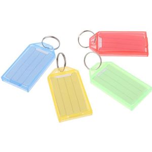 50 Stuks Plastic Key Id Label Tags Met Split Ring Sleutelhanger Naam Adres Wandelen Venster Bagage Kaart