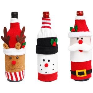 3Pc Kerstversiering Trui Flessen Sets Kleding Fles Jurk Up Kerst Decor Voor Thuis Kerst Ornament