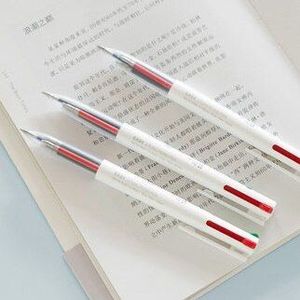 Eenvoudige 4 Kleur Gel Pen 4 In1 Multifunctionele Vier-Kleur Pen Multicolor Gel Pen 0.5Mm Zwart blauw Rood Groen Handtekening Pen 10 Stuks