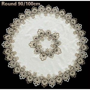 Europese Brokaat Stof Water Oplosbare Kant Trim Ronde Tafelkleed Centrum Hollow Luxe Koffie Coaster Kerst Bruiloft Placemat