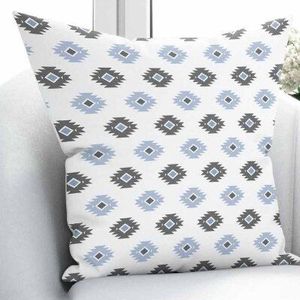 Anders Geel Blauw Zwart Grijs Geometrics Scandinavische Home 3D Print Sierkussen Case Covers Plein Verborgen Rits 45x45 cm