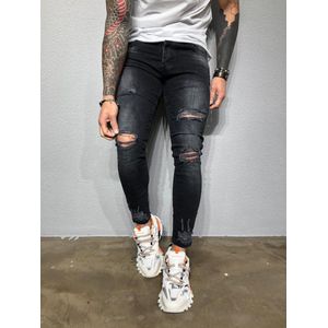 Wepbel Mode Mannen Hosen Herren Biker Denim Jeans Gescheurd Gat Skinny Verzwakte Lange Broek Slim Fit Onderkant Blauw Elastische troursers