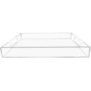 Clear Dienblad 12X16 Inches-Spill Proof-Acryl Decoratieve Lade Organiser Voor Poef Salontafel Aanrecht met Handvatten