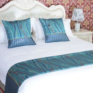 Rayuan Polyester Sprei Dubbele Laag Bed Runner Gooi Beddengoed Koningin King Bed Cover Handdoek Protector Home Hotel Decor