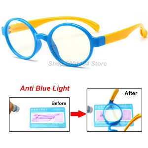 2022 Kids Anti Blauw Licht Glazen Frame Kinderen TR90 Siliconen Optische Bril Jongen Meisje Flexibele Ronde Brillen Beschermende
