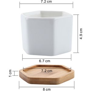 T4U Keramische Hexagon Succulent maceta bonsai pot Cactus Plantenbakken met gratis Bamboe Lade voor Thuis Decoratie