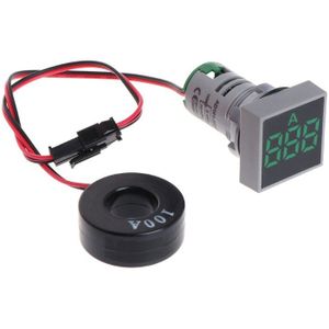 22Mm 0-100A Digitale Ampèremeter Current Meter Indicator Led Lamp Vierkante Signaal Licht