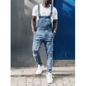 Mannen Skinny Denim Broek, Stijlvolle Werkkleding, Gescheurde Jeans Broek