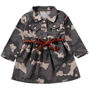 Peuter Baby Girl Kid Geul Lange Camouflage Tops + Riem Lente Zomer Jas Outfit Kleding 1-3Years