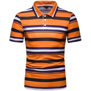 Revers Polo Shirt Mannen Streep Herenkleding Zomer Tops Tees Business Casual Korte mouwen Heren Polo Shirt Groen orange