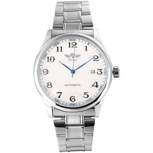 Winnaar Mode Casual Mannen Machanical Horloges Roestvrij Stalen Band Silver Case Luxe Automatische Horloges Relogio Masculino