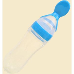 Veiligheid Babyvoeding Fles Met Lepel Feeder Voedsel Rijst Melk Voeden Siliconen Zuigeling Granen Fles 90Ml