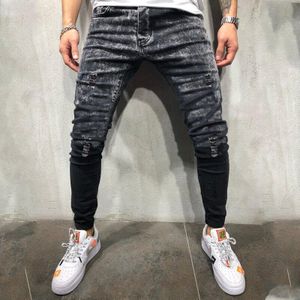 Mannen Creatieve Mode Persoonlijkheid Toevallige Lange Mouwen Jeans Gradiënt Zwarte Broek Skinny Jeans Heren Jeans
