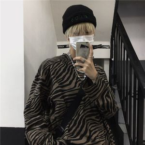 Unisex Oversized Zebra Print Shirts Mannen Streetwear Casual Lange Mouw Hip Hop Koreaanse Harajuku Mannen Punk Streetwear Kleding