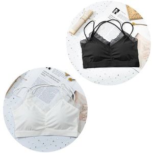 2Pcs Lce Zijde Traceless Mooie Terug Jarretel Beha Sexy Kant Student Meisje Verpakt Beha Ondergoed Vrouwelijke