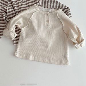 Baby Meisjes Jongens Kleding Herfst Baby Jongens Wafel Lange Mouw Gestreept T Shirts Baby Kids Katoen Raglanmouwen Tops