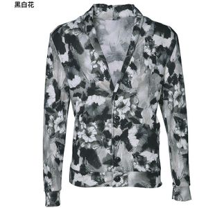 Herfst V-hals mannen Print Jassen Vest Lichtgewicht Casual Katoen Open Voorzijde Dunne Bovenkleding J5001