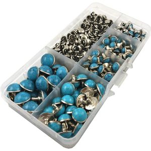 Yoranyo 240 Sets Blauw Turquoise Klinknagels Zilver Kleur Metal Studs Fit Voor Bag Schoenen Armband Tandy Lederen Gratis