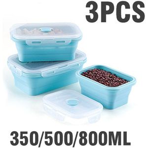 Siliconen Lunchbox Set Stapelbare Bento Voedsel Prep Container Opvouwbare Lunchbox Magnetron Diner Opslag Containers Lekvrij Verse