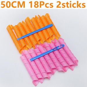 Haar Rollen Slak Vorm Niet Golfvorm 75Cm 18Pcs 4 Sticks Spiraal Ronde Krullen Haar Krultang Soft Hair Curler bendy Haar Rollen Diy