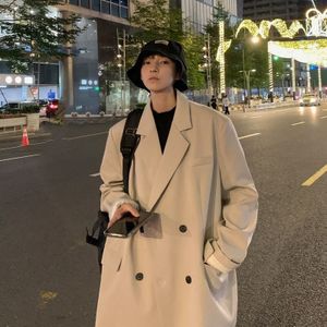 Abrikoos/Paars/Zwart Formele Blazer Mannen Mode Samenleving Heren Pak Jas Koreaanse Losse Ongedwongen Double Breasted Jurk jas Mannen