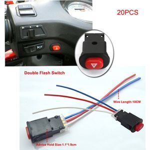 Youwinme 20 stks Motorfiets Nood Dubbele Flash Schakelaar Richtingaanwijzer Waarschuwing Knop Lamp Flasher met 3 Draden Ingebouwde Lock
