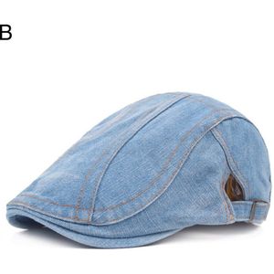 1 Pc Knappe Denim Baret Hoed Casual Mannen Vrouwen Vintage Zonnebrandcrème Cabbie Ivy Platte Caps Blauwe Kleur Outdoor sport Caps