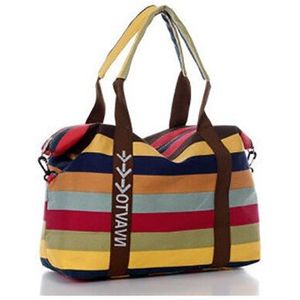 Vrouwen Canvas Schoudertassen Mode Messenger Bags Toevallige Strandtas Gestreepte Shopping Tote Handtas Bolsos Mujer