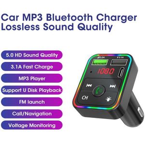 Bluetooth-Compatibele Versie 5.0 Fm-zender Auto Ontvanger Handsfree Mobiele Telefoon Navigatie Call Dual Usb Snel Opladen
