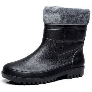 Plus size lederen patroon mannen regen laarzen plus fluwelen katoen warm korte buis regen laarzen vissen anti-slip schoenen rubber schoenen