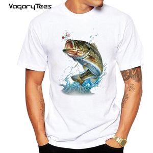 Mannen T-shirts Grote Vis 3D Print Largemouth Bass Vis Witte T-shirt Mannen Casual Brand Korte Mouwen Tee Shirt homme Plus Size