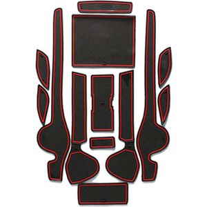 Anti-Slip Poort Slot Mat Rubber Coaster Voor Hyundai Sonata Yf I45 Accessoires Auto Stickers 13Pcs Wit Rood