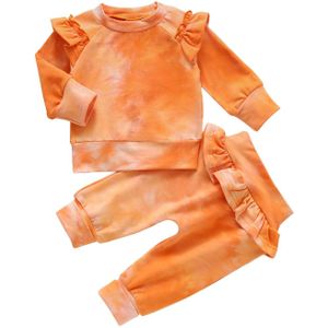 Pasgeboren Baby Baby Meisjes 2 Stuk Verstoorde Outfit Set Lange Mouwen Tie-Dye Top Shirt En Broek Set voor Kids Baby Meisjes