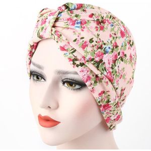 Vrouwen Moslim Indiase Hoed Stretch Bloemenprint Chemo Kanker Tulband Cap Head Wrap Onder Sjaal Arabische Bonnet Beanie Skullies Haar verlies