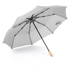 Automatische Paraplu Vouw Mannelijke Business Massief Houten Handvat Retro Drie-opvouwbare Paraplu Heren
