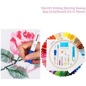 Magic Embroidery Pen Punch Needle Kit Craft Embroidery Threads Cross Stitch Embroidery Hoop DIY Knitting Sewing Accessory Tools