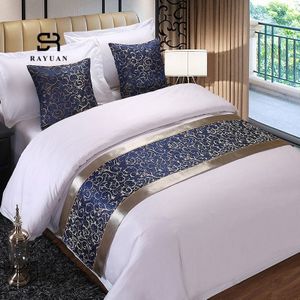 Rayuan Polyester Navy Bloemen Sprei Dubbele Laag Bed Runner Beddengoed Koningin King Bed Cover Handdoek Protector