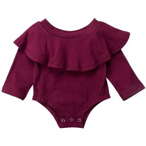 Casual Peuter Baby Meisjes Off Shoulder Lange Mouwen Bodysuit Jumpsuit Outfits Set Size 0-24 M