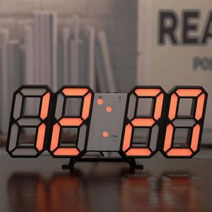 Hooqict 3D Led Digitale Grote Wandklok Modern Home Woonkamer Decoratie Datum Temperatuur Kalender Alarm Tafel Klok