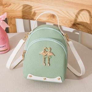 Mode Vrouwen Effen Kleur Lederen Kleine Zwaan Rugzak Schoudertas Mini Rugzakken Voor Meisjes Kleine Rugzak Vrouwen