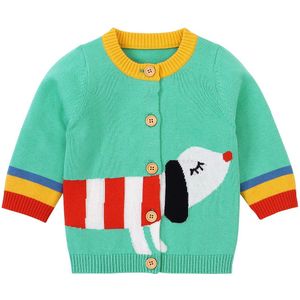 Focusnorm 0-18M Winter Baby Meisjes Trui Jas Knit Print Lange Mouwen Single Breasted Ruches Jas