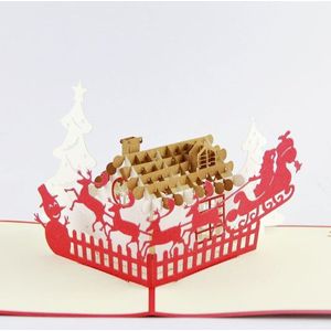Herten en huis Kerst kaart/3D kirigami card/handgemaakte wenskaarten voor mannen