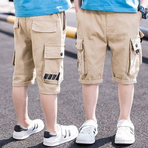 Jongens Cargo Shorts Zomer Losse Broek Brief Afdrukken Elastische Taille Tiener Katoen Joggingbroek Jongens Knie Lengte Shorts