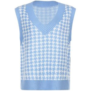 Vrouwen Herfst Preppy Stijl Gebreide Vest Vintage Houndstooth Patroon Mouwloze Trui Oversized Loose Trui Jumper Tank Top