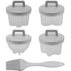 4 Stks/set Leuke Ei Stroper Plastic Eierkoker Keuken Egg Cooker Gereedschap Ei Mal Vorm Maker Met Deksel Borstel Pannenkoek