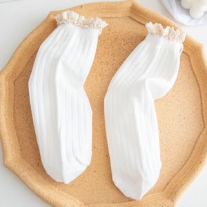 Japanse Stijl Hoge Scholieren Losse Lange Sokken Effen Lacework Stroken Ruffle Sokken Zoete Meisjes Kawaii Leuke Vrouw Sokken Sox