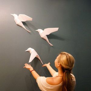 Papier Ambachten Witte Duif 3D Geometrische Animal Vogel Model Home Decor Bar Wanddecoratie Puzzels Diy Handgemaakte Educatief Speelgoed