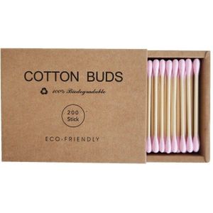 200 Stks/doos Dubbele Hoofd Wattenstaafje Bamboestokken Wattenstaafje Wegwerp Knoppen Katoen Voor Makeup Neus Oren Schoonmaken