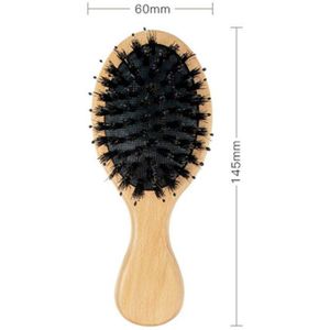 Houten Handvat Natuurlijke Varkenshaar Borstel Kleine Borstel Varkenshaar Nylon Salon Detangling Haar Kam Detangling Kam