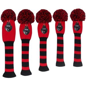 Golf Club Headcovers Set Voor Woods-Driver * 1 Fairway * 2 Hybrid * 2, rood Roze Paars Strepen Golf Hout Knit Head Cover,Golf Protector